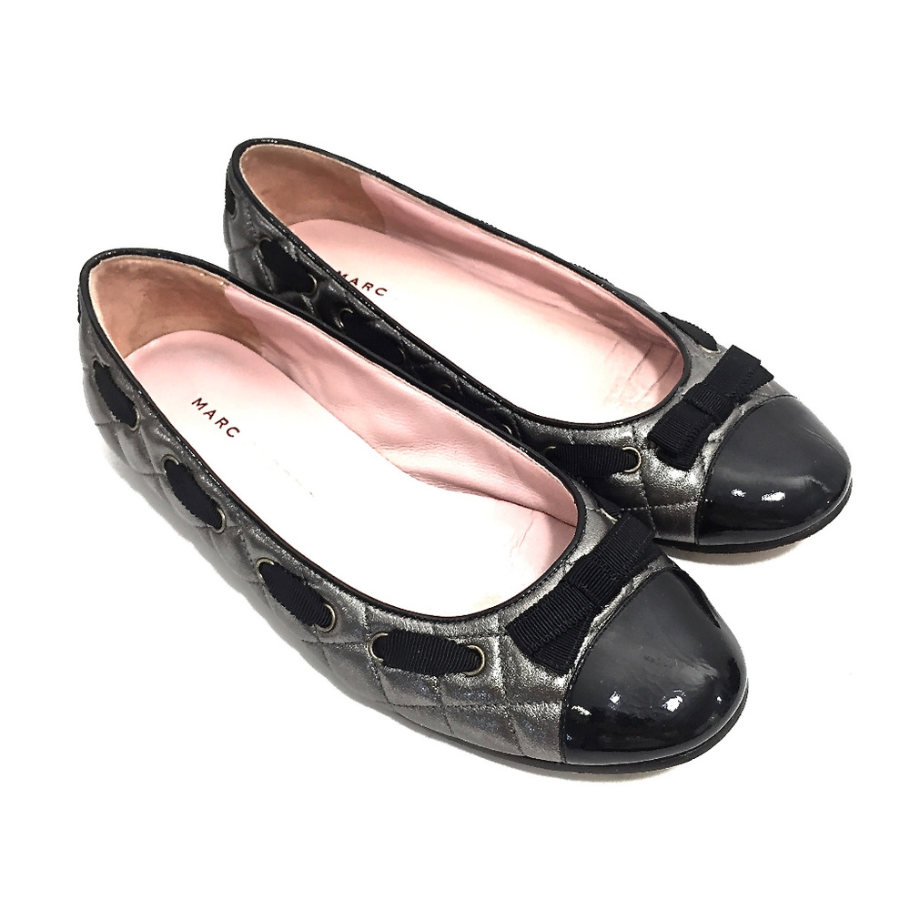 🌸MARC JACOBS Gunmetal Quilted Leather Ballet Flats🌸